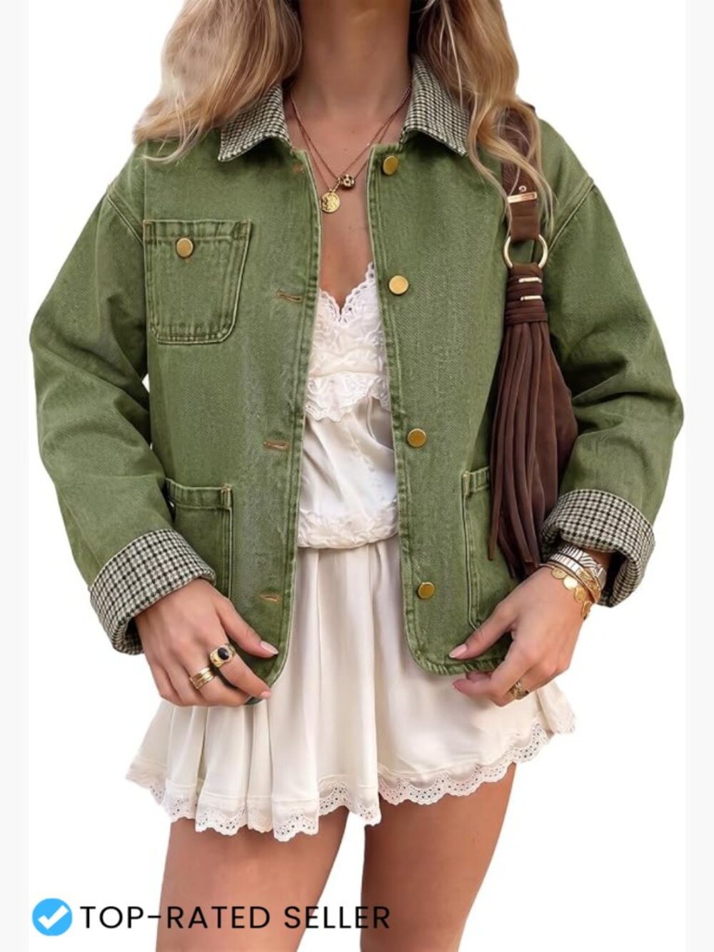 Cropped Denim Jacket Women Y2K Button Down Long Sleeve Vintage Casual Coat